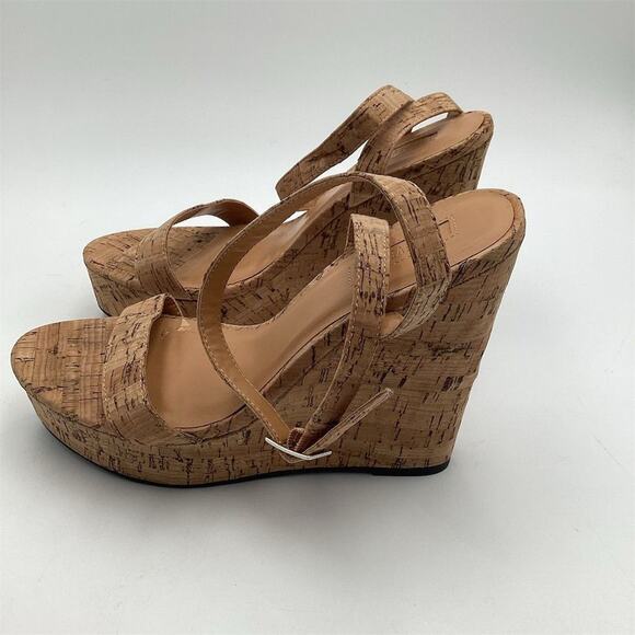 FOREVER 21 Women's Beige Cork Platform Wedge Sandals Size 8.5 - Picture 8 of 13